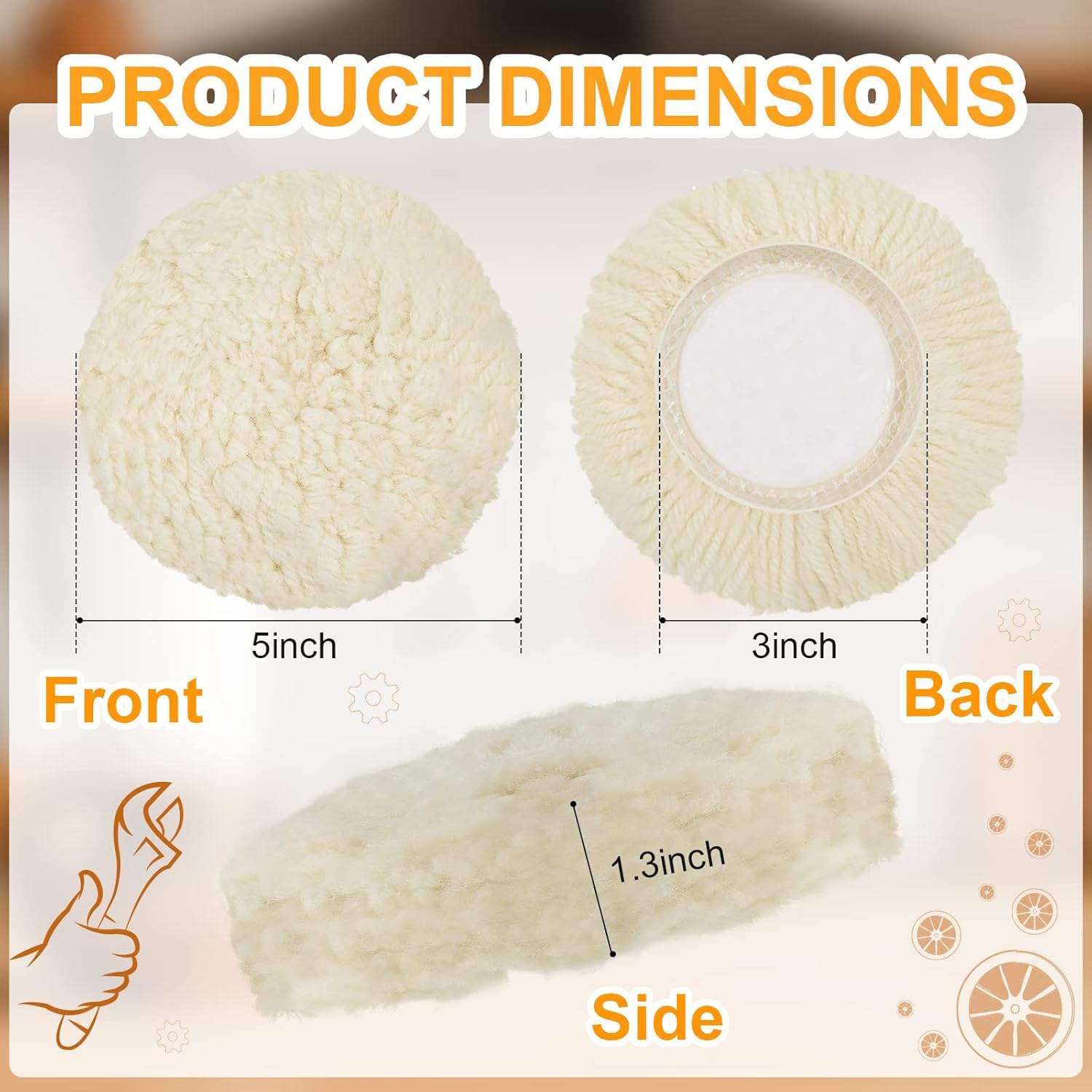 6 Pcs 3 Inch Wool Polishing Pad Kit Hook Loop Buffing Pads for Drill Curved Edge Compound Cutting Pad Drill Polisher Attachment Wheel Polish Pad Buffer Pad Car Body Repair Buffing and Polishing Pads : Automotive