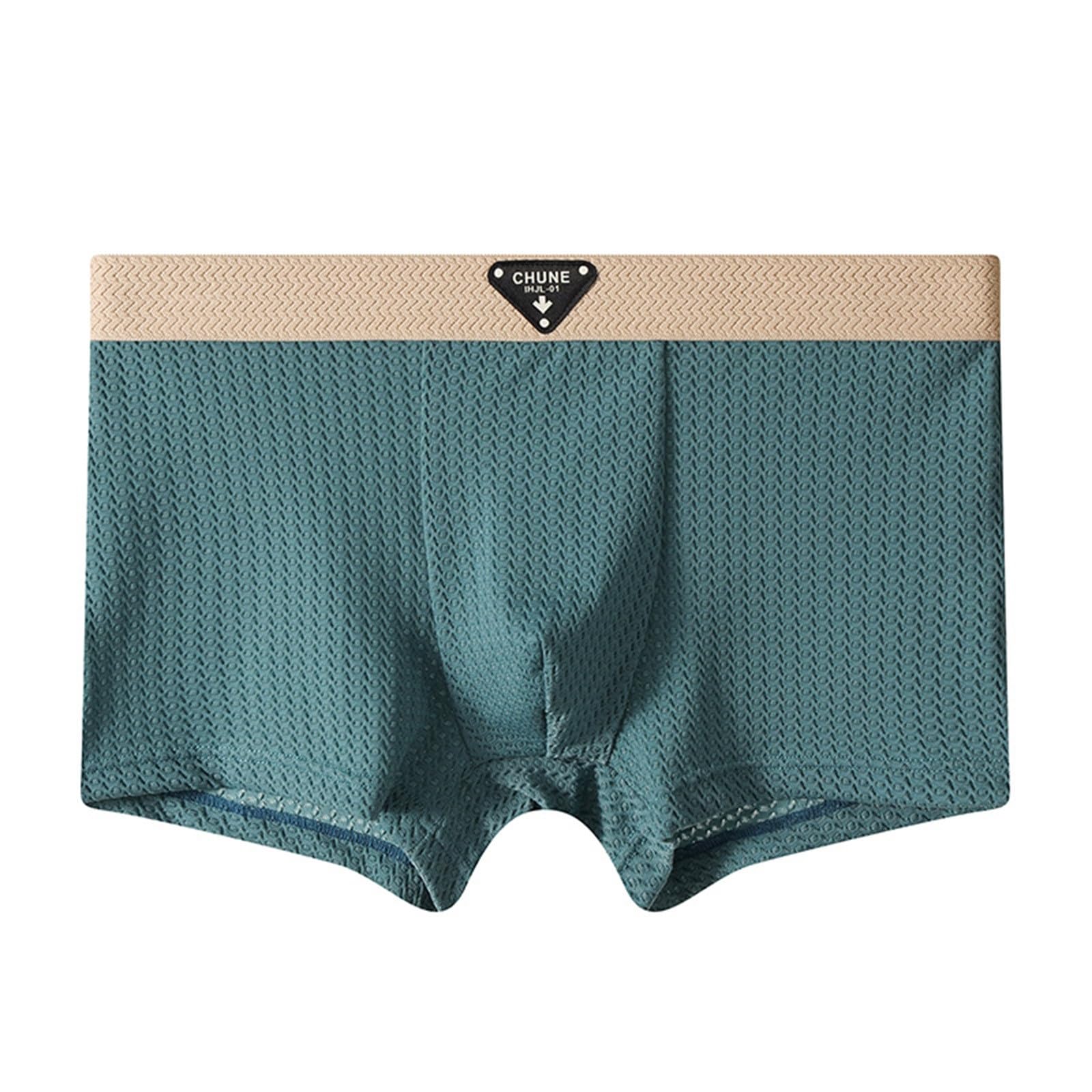 Men's Underwear Boxer Briefs Ice Silk Total Moisture-Wicking Support Pouch Waistband Mid Waist Boxers Soft Underpants