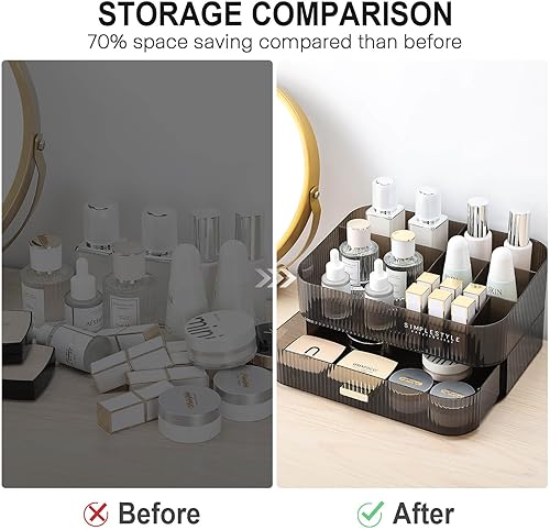 Miniatura 6 de BREIS Organizador de maquillaje con cajón apilable, organizador grande de tocador de baño para escritorio, tocador, almacenamiento ideal para
