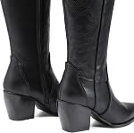 DREAM PAIRS Womens Cowboy Boots Cowgirl Knee High Pointed Toe Comfortable Wide Calf Chunky Heel Embroidered Western Ladies Boot