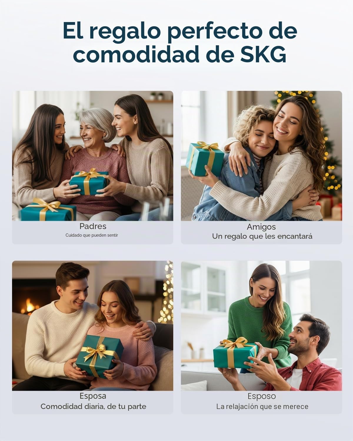 SKG Masajeador de cuello plegable con calor, masajeador inalámbrico de vibración de tejido profundo para aliviar el dolor, relajante de cuello eléctrico 9D portátil para mujeres y hombres, regalo para