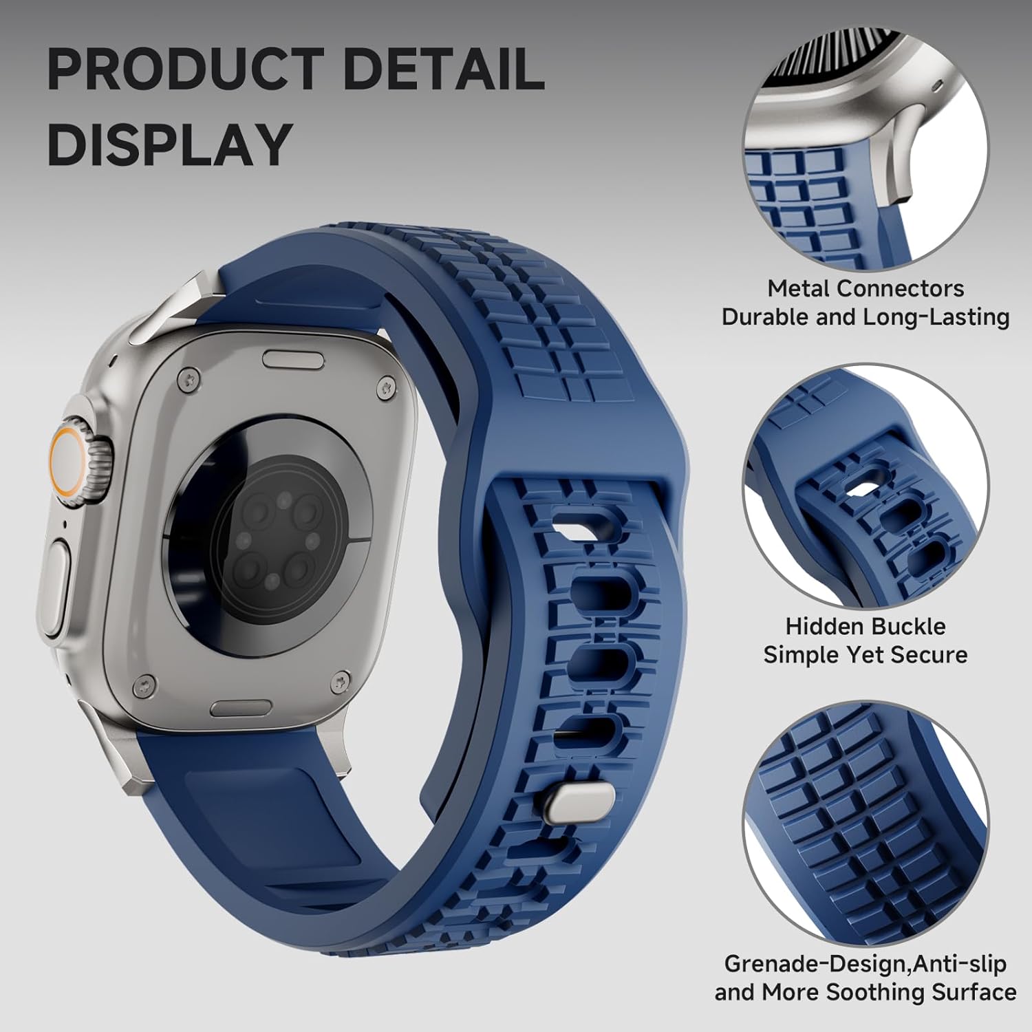 Sport Bands Compatible with Apple Watch Bands for Men，Band for Apple Watch Ultra 2 3 Band 49mm 46mm 45mm 44mm, Wide Soft Silicone Bands Waterproof Strap for iWatch Series 10 11 9 8 7 6 5 4 3 Se