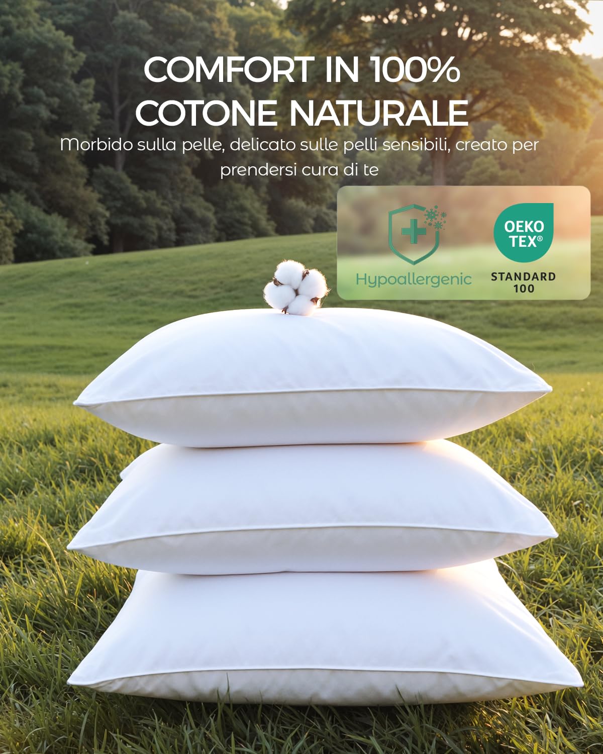 FAUNNA Federe protettive per cuscini 50 x 80 cm, set da 2, bianche, 100% cotone, antiacaro e antiodore, con cerniera, lavabili in lavatrice, per cuscini da letto