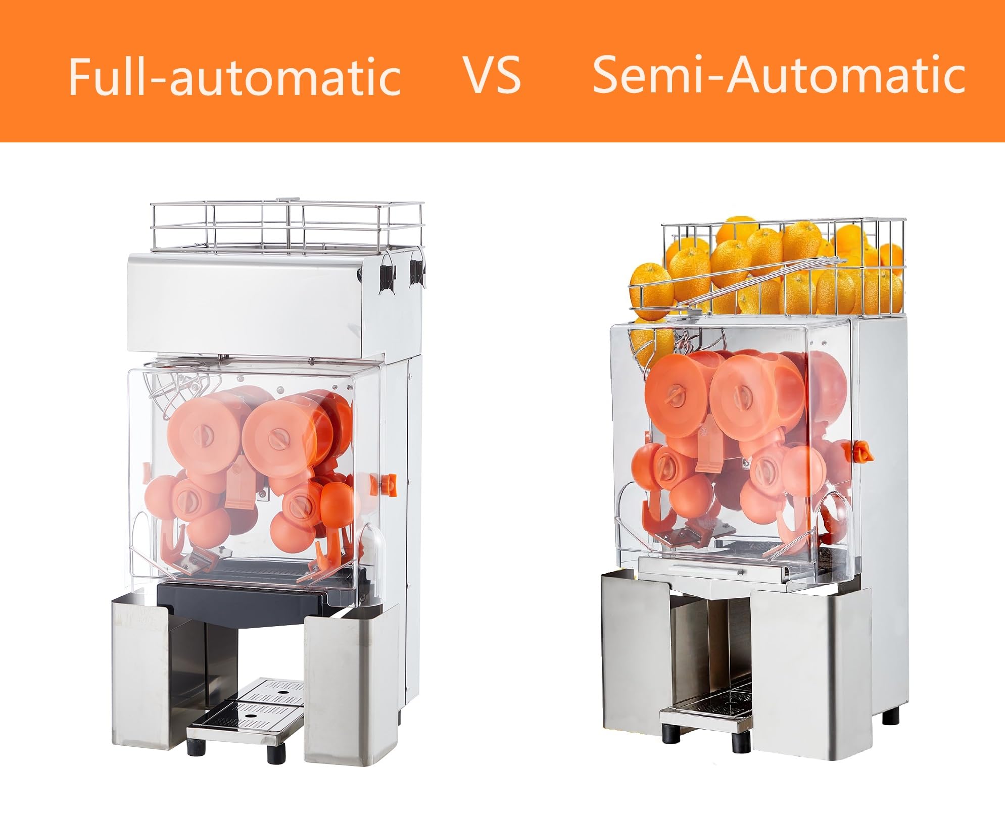 120W Full Automatic Commercial Orange Juicer Machine Citrus - Only Juicer with Dual Waste Containers Self - Cleaning Function and Food - Grade 304 Stainless Steel Design