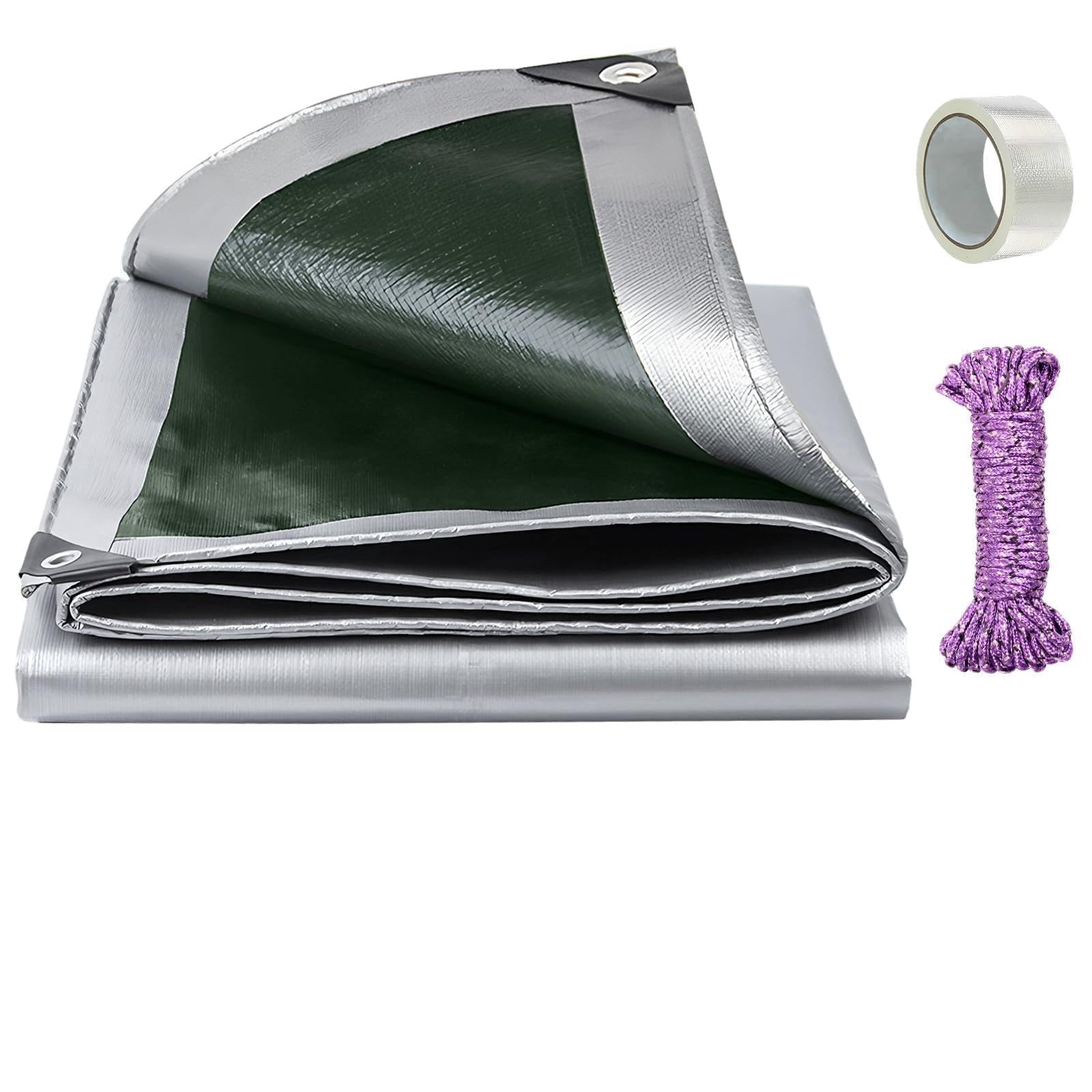 Fairblo 2m x 2m Tarpaulin Waterproof Heavy Duty 180 g/m² Grey Tarpaulin — image 1