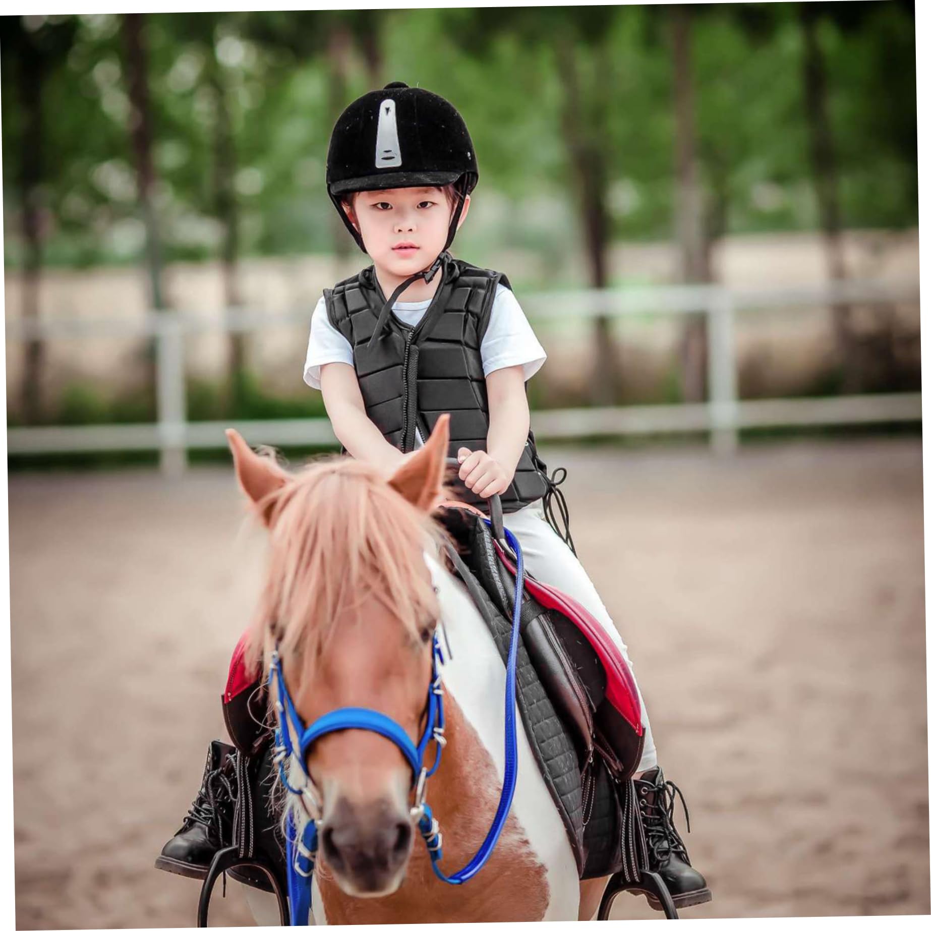Jorzer Gilet d'équitation avec Fermeture éclair, Gilet de Protection Antichoc, Sangle réglable, d'équitation Doux et Respirant pour Femmes, garçons, Filles et Enfants