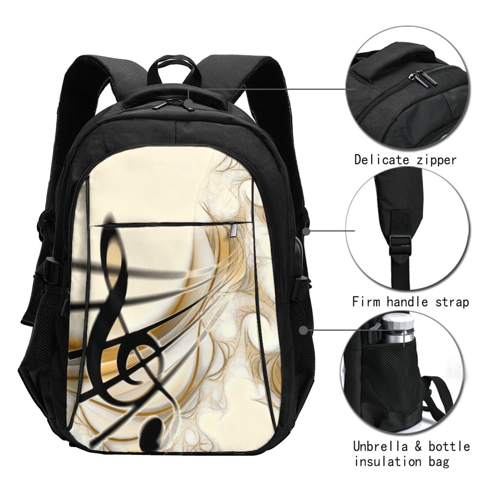 InOmak Musiknote, Reiserucksack, Freizeitrucksack, Schulrucksack, Laptop-Rucksack für Damen und Herren