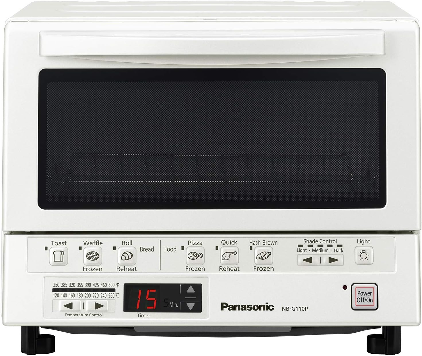 Panasonic FlashXpress Compact Toaster Oven with Double Infrared Heating, Crumb Tray and 1300 Watts of Cooking Power – 4 Slice Countertop Toaster Oven - NB-G110P-W (White) (Renewed)