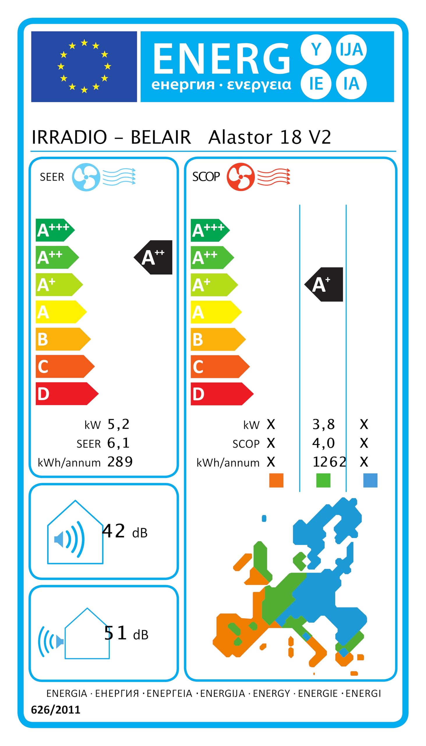 Climatizzatore Alastor 18 Inverter 18000 BTU Pompa di Calore R32 Condizionatore Split Silenzioso con Telecomando Timer Deumidificatore Raffrescamento Riscaldamento per Casa Ufficio fino a 60 mq