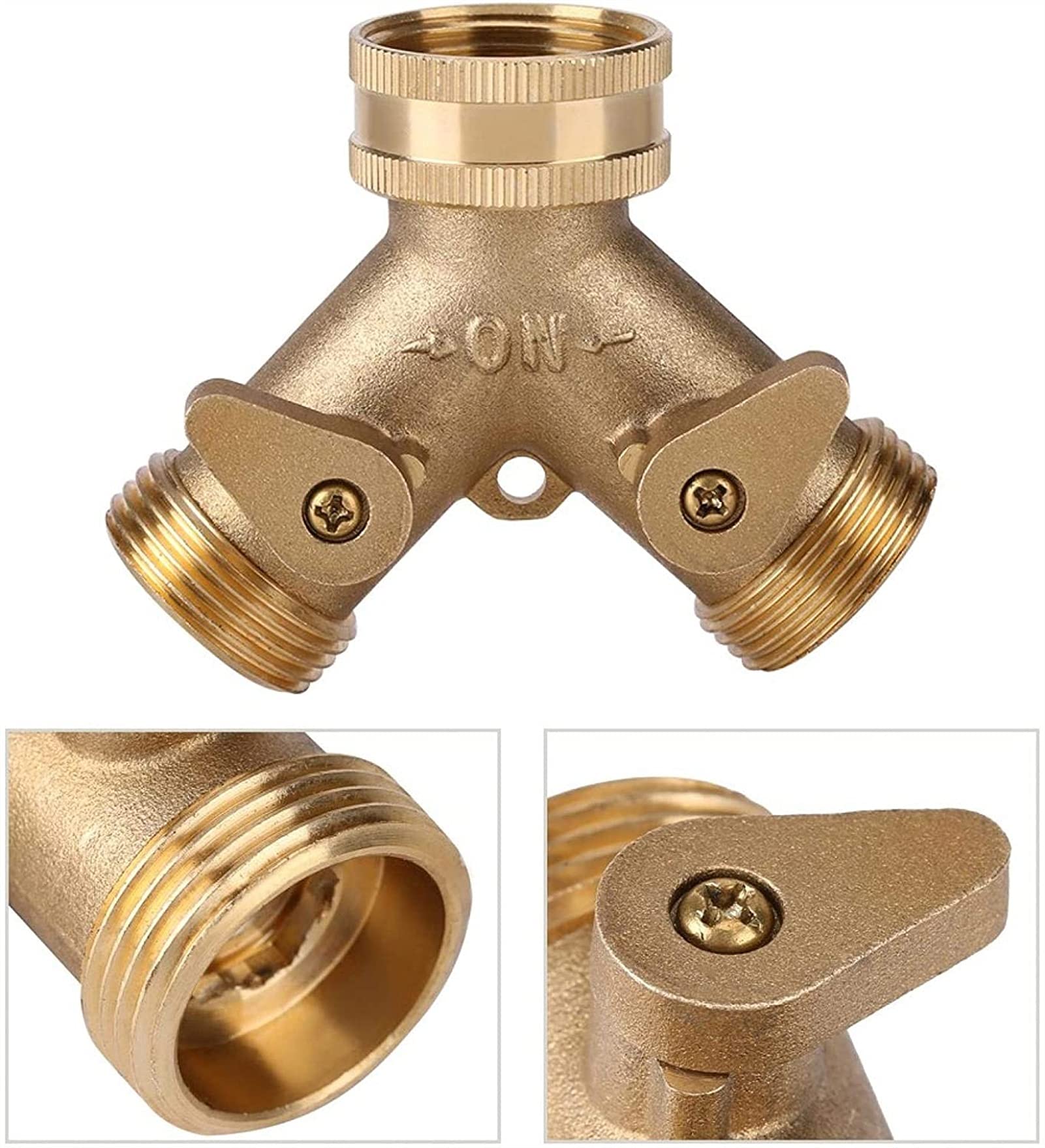 3/4 Zoll 2 Way Splitter Messing Wasser Schlauch Tap Schnellanschluss, Y Ventilschlauch Splitter Garten Tap Connector Mantel Messingschlauch Armaturen