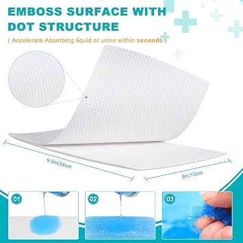 Oumee 90 Count Absorbent Commode Pads for Bedside Commode Bucket, Commode Liners Pads with Absorbent Gel, Potty Liner Pads for Adults Portable Toilet Bags Bedpans