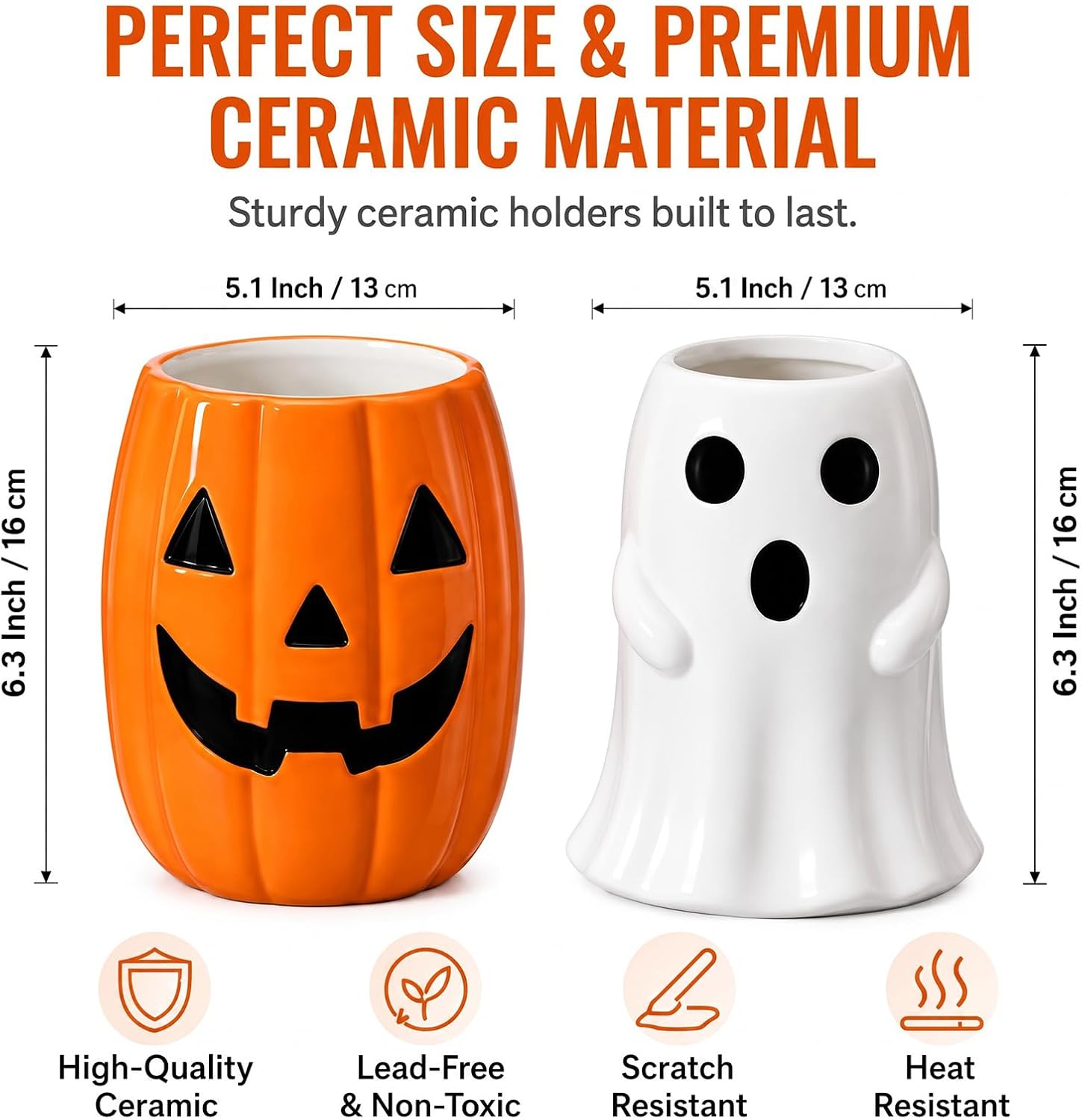 2 Pcs Halloween Ghost Pumpkin Utensil Holder Halloween Kitchen Decoration