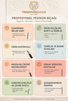 Transformacion Pedikür Bıçağı Profesyonel - Batık Tırnak, Nasır, Sertleşmiş Ölü Deri Temizleme ve Kütikül Alıcı Düz Uçlu Dikey Nasır Törpüsü Bıçağı 723629