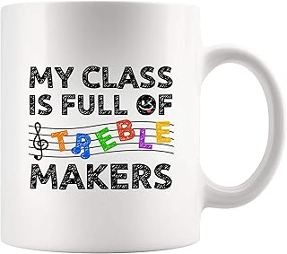 Panvola My Class Is Full Of Treble Makers Music Teacher Gifts For Teacher Appreciation Day From Students Musicians Pianist Band Choir Director Guitarist Violinist Ceramic Mug 11 oz (White)