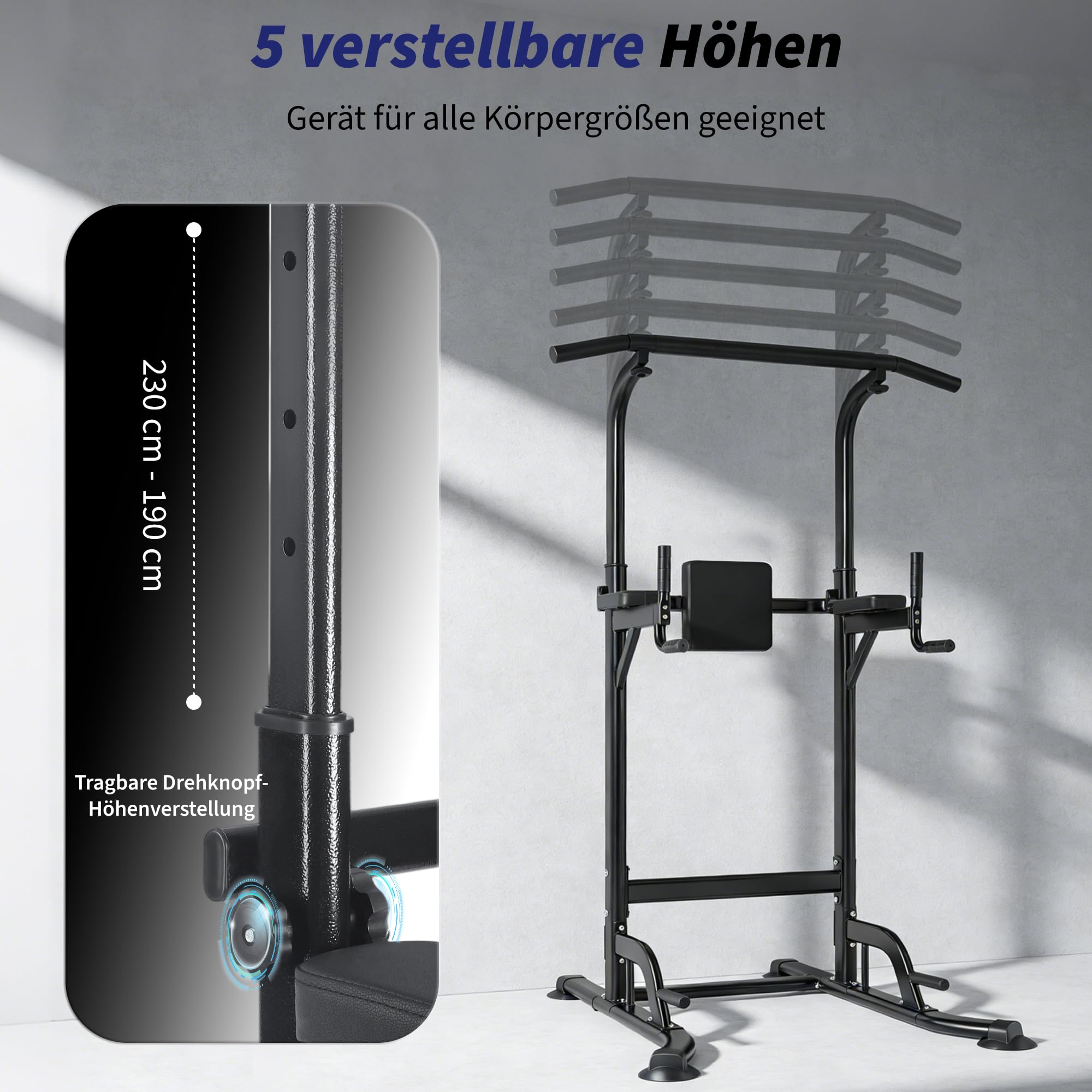 Power Tower Multifunktion Dip-Station - Klimmzugstange Freistehend - Pull Up Station keine Bohrung Krafttraining für Home-Gym