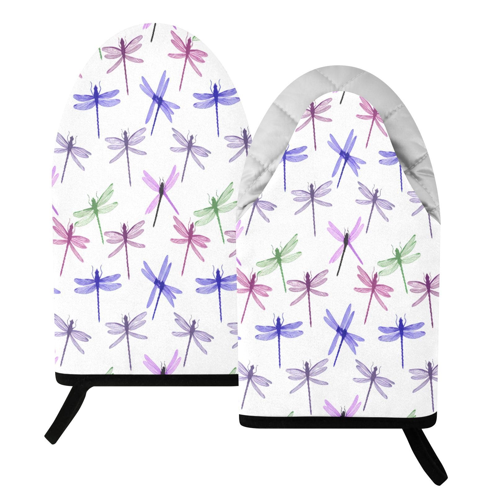 BURSTDDY Dragonflies Oven Mitt,Heat Resistant Kitchen Mitts for Cooking