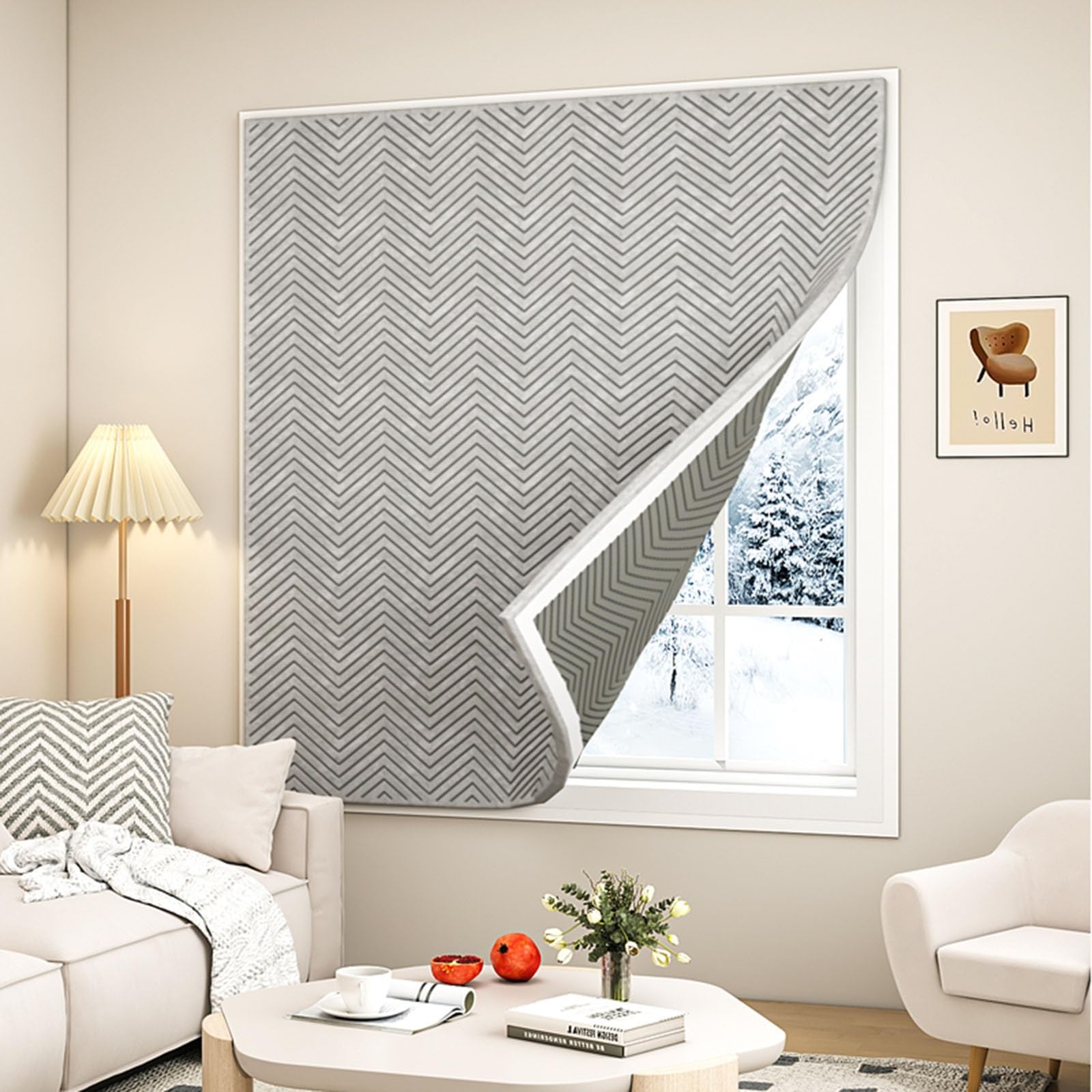 Isolante Termico per Finestre, Kit Isolamento Finestre, Copertura Termica per Finestre, Spessore Superiore a 1,5 cm, Antigelo, Antivento, Caldo e Super Insonorizzato(Grigio,180cm x 150cm)