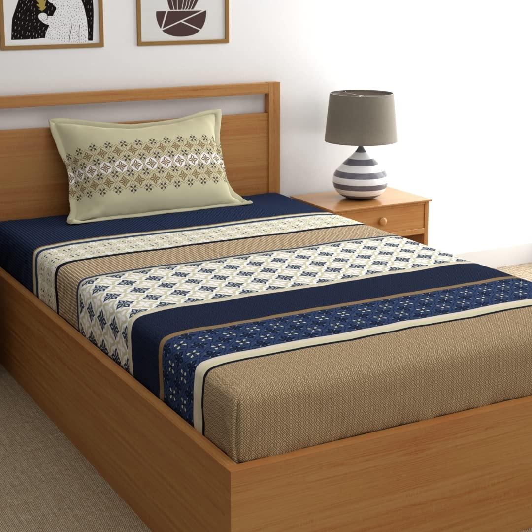 Home Ecstasy 100% Cotton Bedsheets for Single Bed Cotton, 140tc Ethnic Mustard Single Bedsheet with Pillow Cover (4.9ft X 7.3ft) (B0B5XRS4M9) Amazon Price History, Amazon Price Tracker