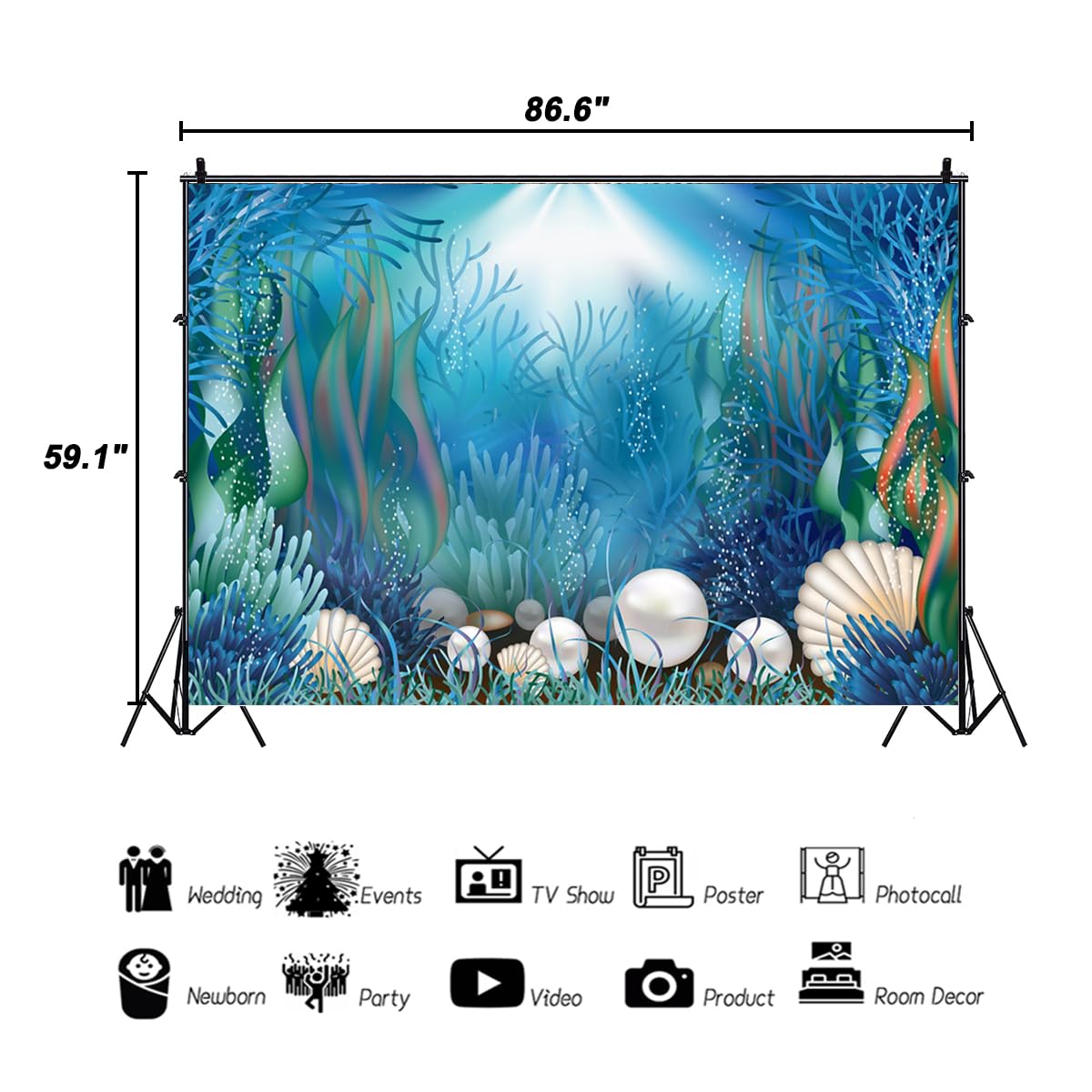 Mermaid Birthday Party Decor Under The Sea Backdrop - 5x4ft Ocean ...