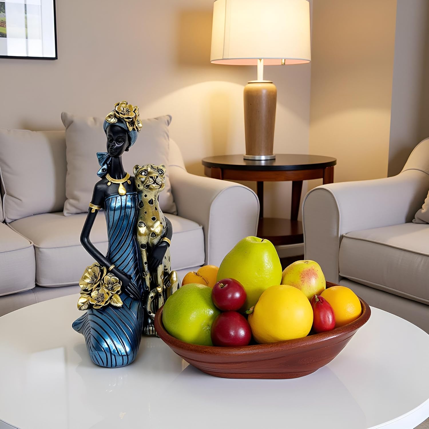 African Cheetah Statues,9.6" Animal Leopard Lady Figure Sculptures for Home Decorations/Living Room/Coffee Table/Shelves Figurines/Art Ornaments/Housewarming Decor - Image 6