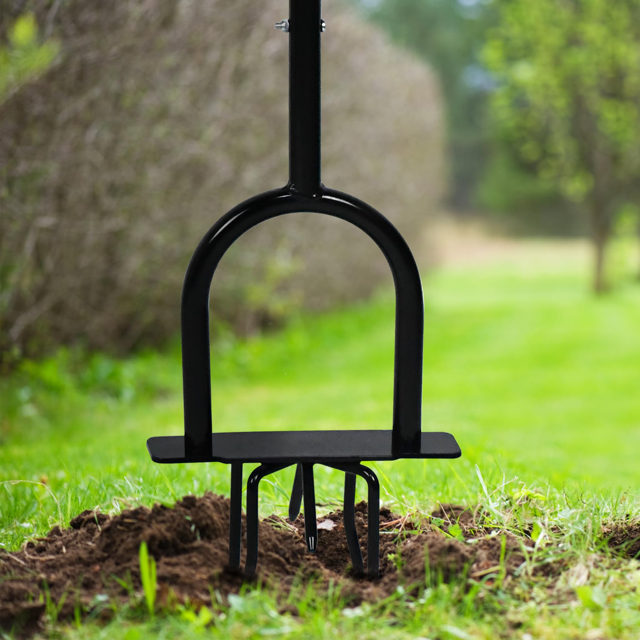 Froadp 3 en 1 Griffe de Jardin Grelinette avec Manche Beche Jardinage en Acier Outillage de Jardin avec 3 Charrues Griffe de Sol Manuelle Aération du Gazon pour Ameublir Labourer et Désherbage