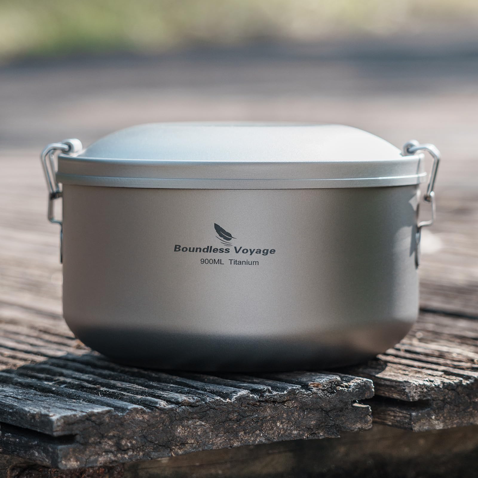 iBasingo Titan Brotdose Outdoor Bento Box Leichte Täglicher Büroangestellter Camper Student Dinner Box 900ml Schüssel 250ml Gericht Set mit Deckel Getrennte Mehrschichtige Geschirr Mess Kits Ti1095T
