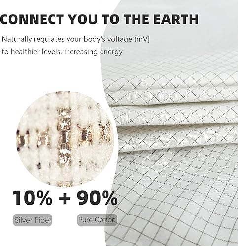 Miniatura 3 de Amradield Hoja de tierra Faraday Protection Earthing Grounded King - Sábanas bajeras de tela de algodón de fibra plateada para cama y asientos para