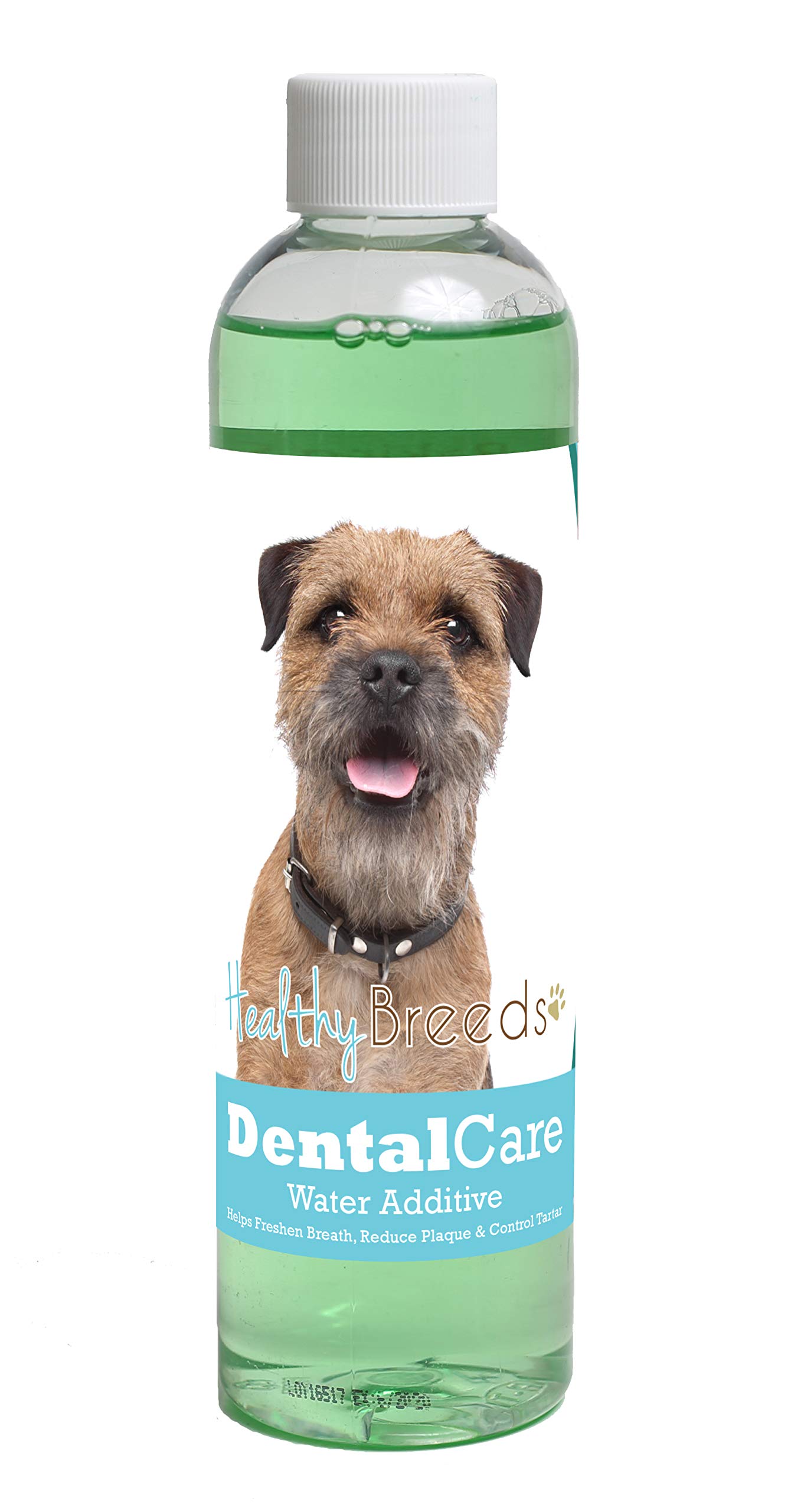 Healthy Breeds Dog Dental Care Water Additive for Border Terrier - Helps Freshen Breath, Reduce Plaque &amp; Control Tartar - Mint Flavor - 8 oz