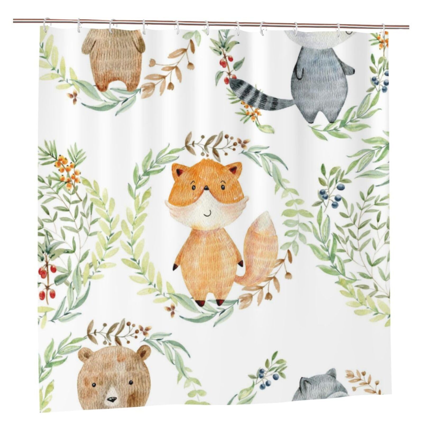Oudrspo Polyester Fabric Shower Curtain - 70x70 Inch with Metal Grommets, Artistic Privacy Design, Watercolor Pattern