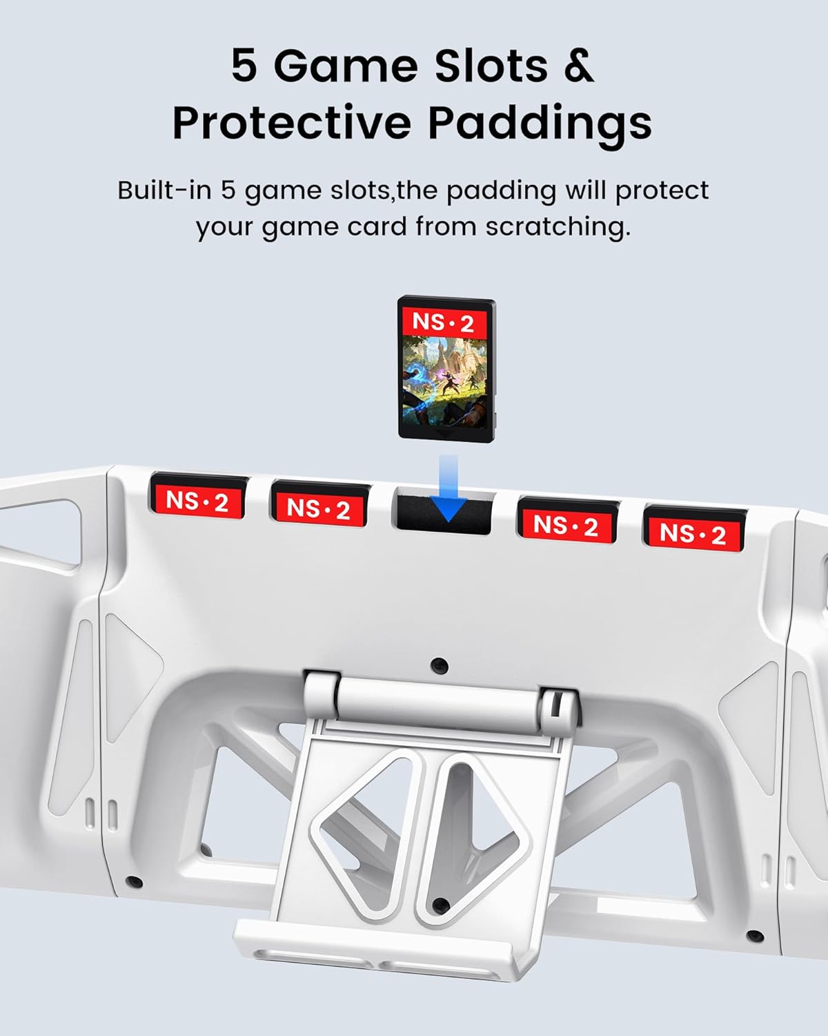 Magnetic Grip Case for Switch 2 2025, Detachable Joycon Ergonomic Grips, Hard Shell Cover with Adjustable Stand, 5 Game Card Slots for Switch 2 Accessories, Shockproof & Anti-Scratch - Image 5