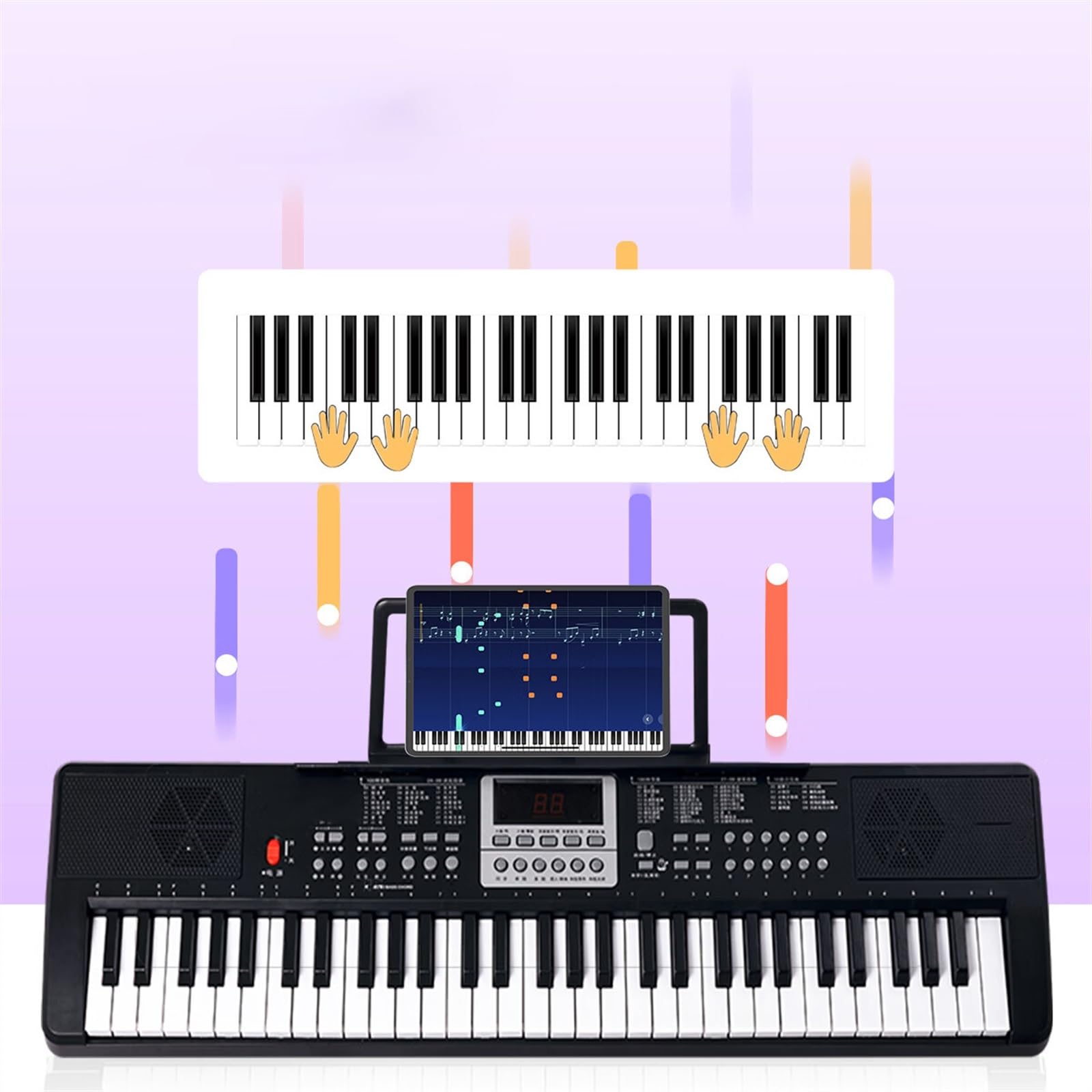 Tastiera Elettronica Professionale Tastiera Elettronica Per Principianti Strumento Per Adulti Autodidatta Multifunzionale Prestazioni Tastiera Elettronica Per Principianti Nera(130)