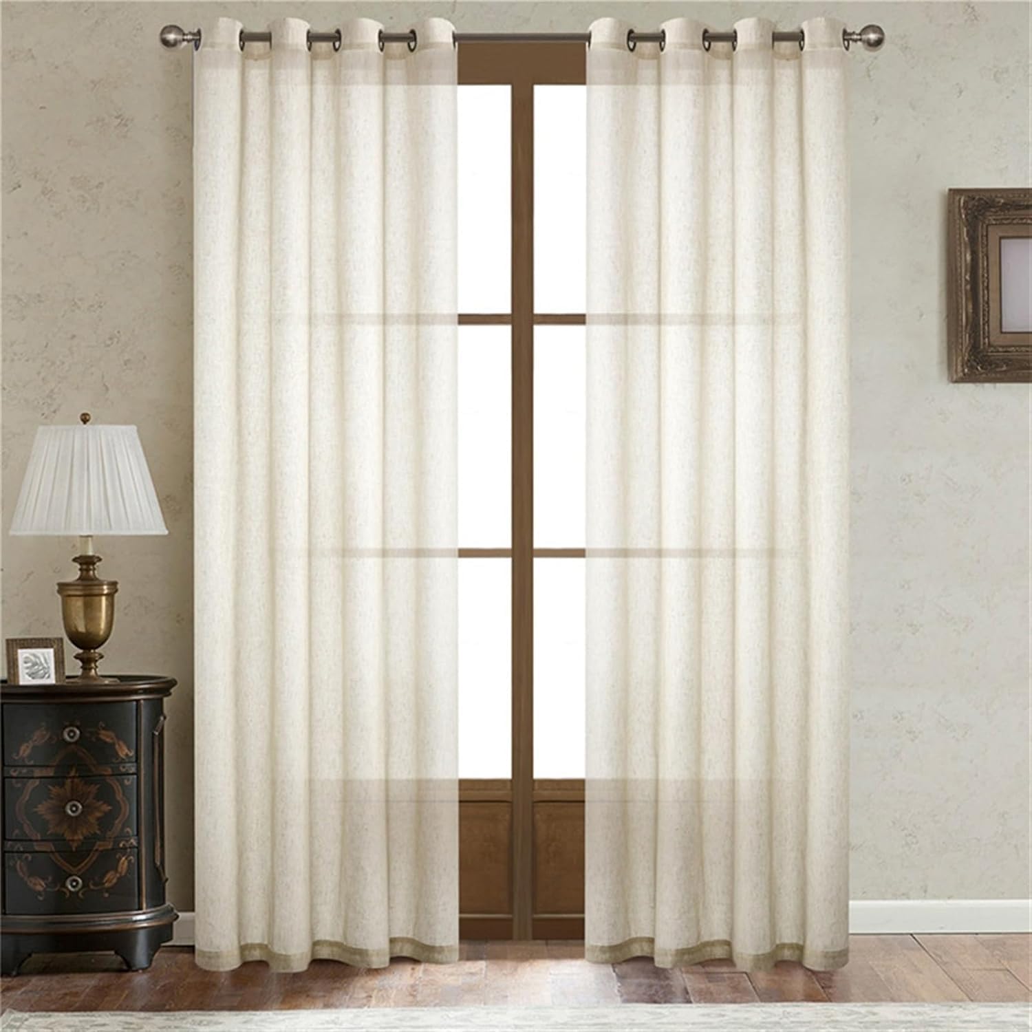 Rideaux de fenêtre transparents bleus 254x244 cm avec œillets pour le salon
