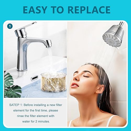 Miniatura 6 de Filtro de ducha de repuesto para cabezal de ducha montado en la pared, compatible con el cartucho de cabezal de ducha Sprite SLC, para agua dura,