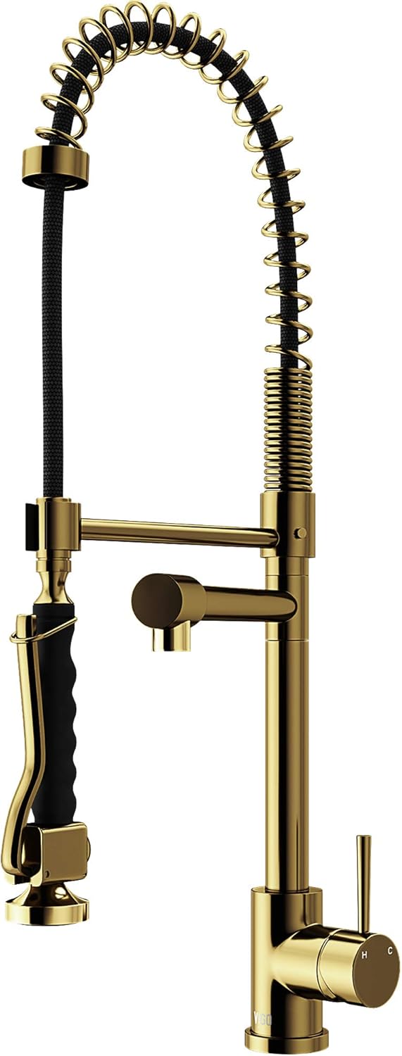 VIGO Zurich Matte Gold Kitchen Faucet with PullDown Sprayer Single