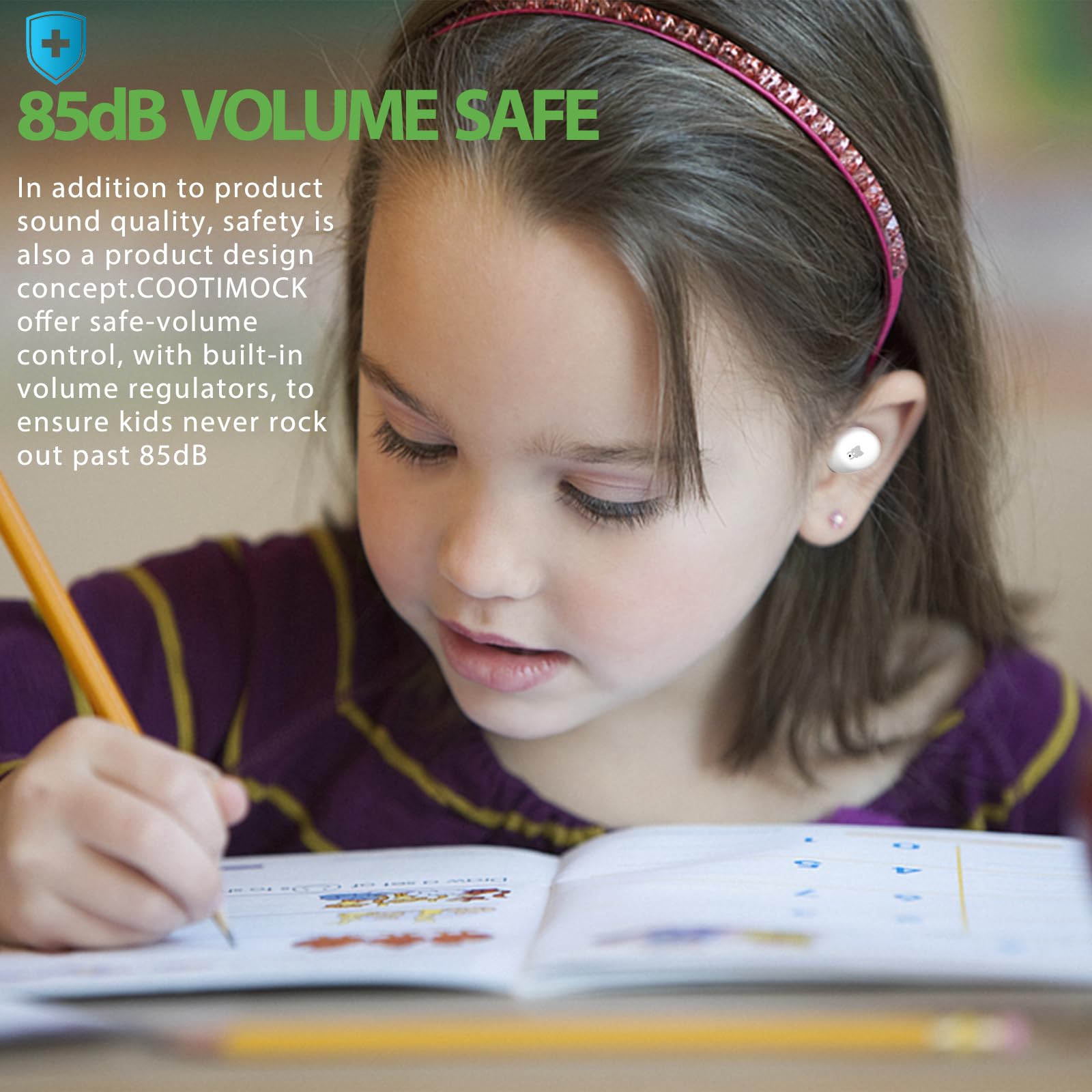 COOTIMOCK Kids Headphones Grenn Color and Cute Design