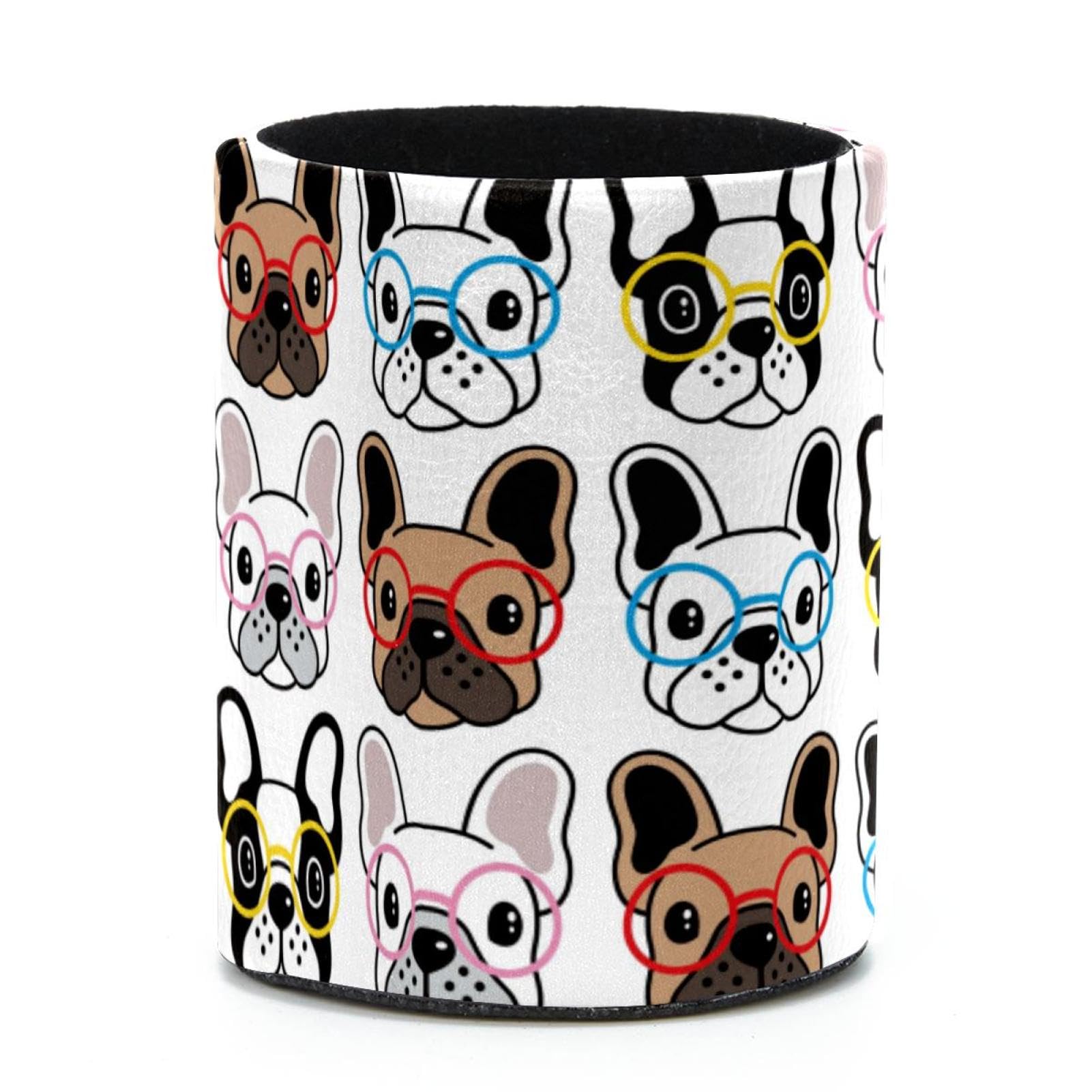 Niaocpwy Round Pencil Holder for Desk, Cute French Bulldogs Large Pencil Pen Cup, Desk Accessories & Workspace Desk Organizer for Home, School, Office