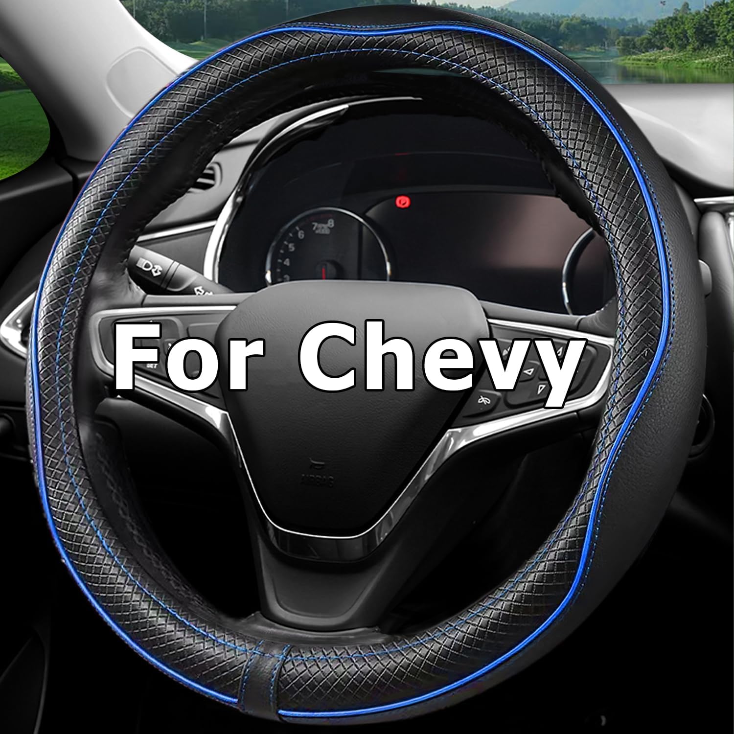 Car Steering Wheel Cover for Chevy Silverado 1500 2500 3500, Tahoe, Equinox,Traverse,Colorado,Black