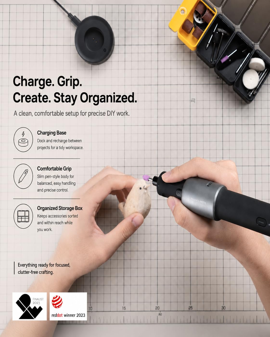 HOTO Cordless Rotary Tool Kit, 5-Speed for 3D Printer Sandin -5 HOTO Cordless Rotary Tool Kit, 5-Speed for 3D Printer Sandin -5