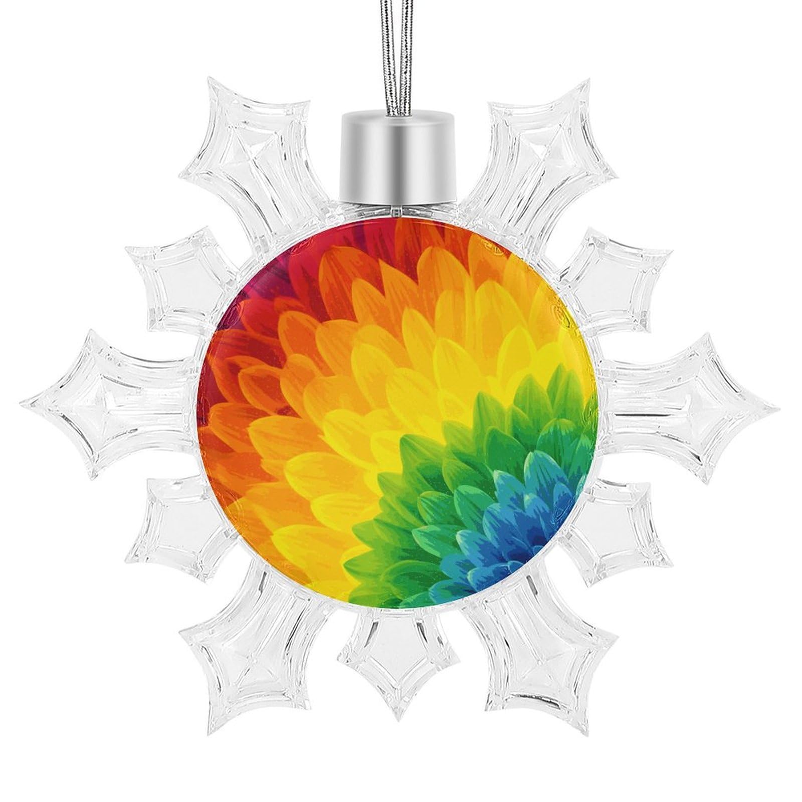 Sunflower Rainbow Snowflake Ornaments Cute Snowflake Pendant Exquisite Christmas Tree Ornaments for Christmas Weddings New Year Birthday Holiday Celebration