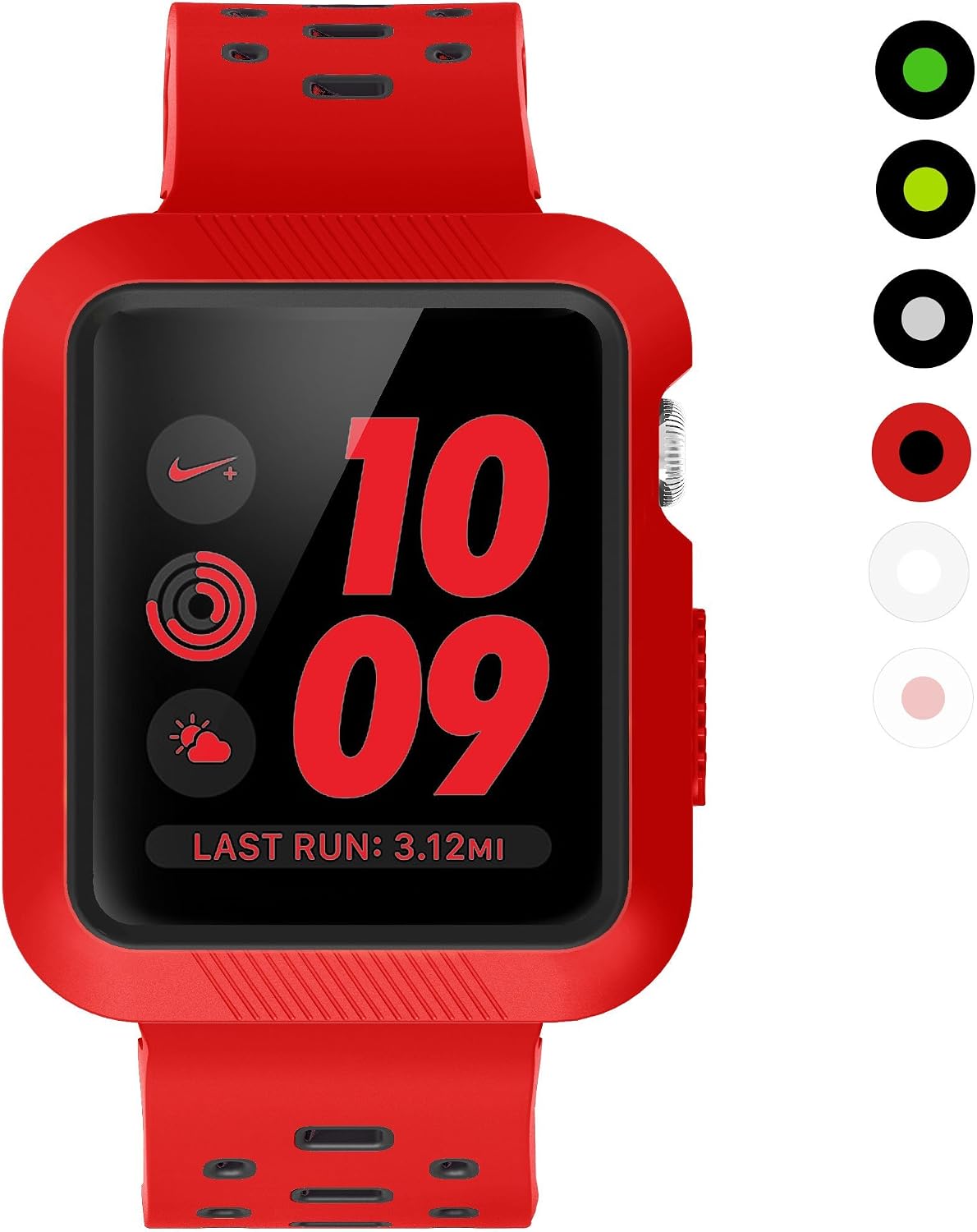 EloBeth Watch Band with Case Compatible with Apple Watch Band 42mm Series 3 2 1 with Case Bumper iWatch 42mm Band Sport Silicone (42mm Red/Black)