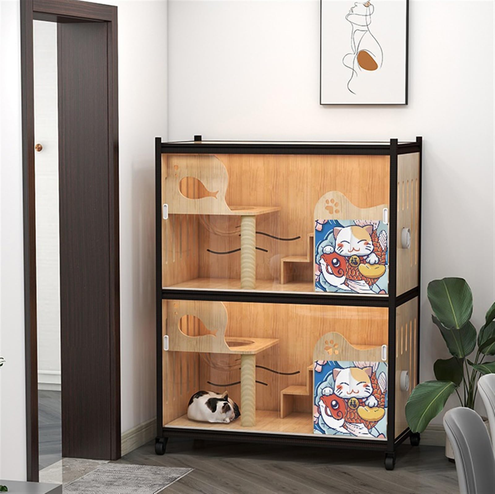 Casa del Gatto Gabinetto for Allevamento Gabbia for Allevamento Gabbia for Gatti in Legno Vetrina di Grandi Dimensioni Vetrina for Gatti Chiusa Villa for Gatti Gabbia per Gatti