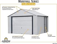 Vista 4 de Arrow Shed 12' x 10' Murryhill Garage Galvanized Steel Extra Tall Walls Prefabricated Shed Storage Building, 12' x 10', Flute Gray