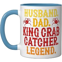 Alaskan King Crab Fisherman Husband Dad Ceramic Mug, Blue/White