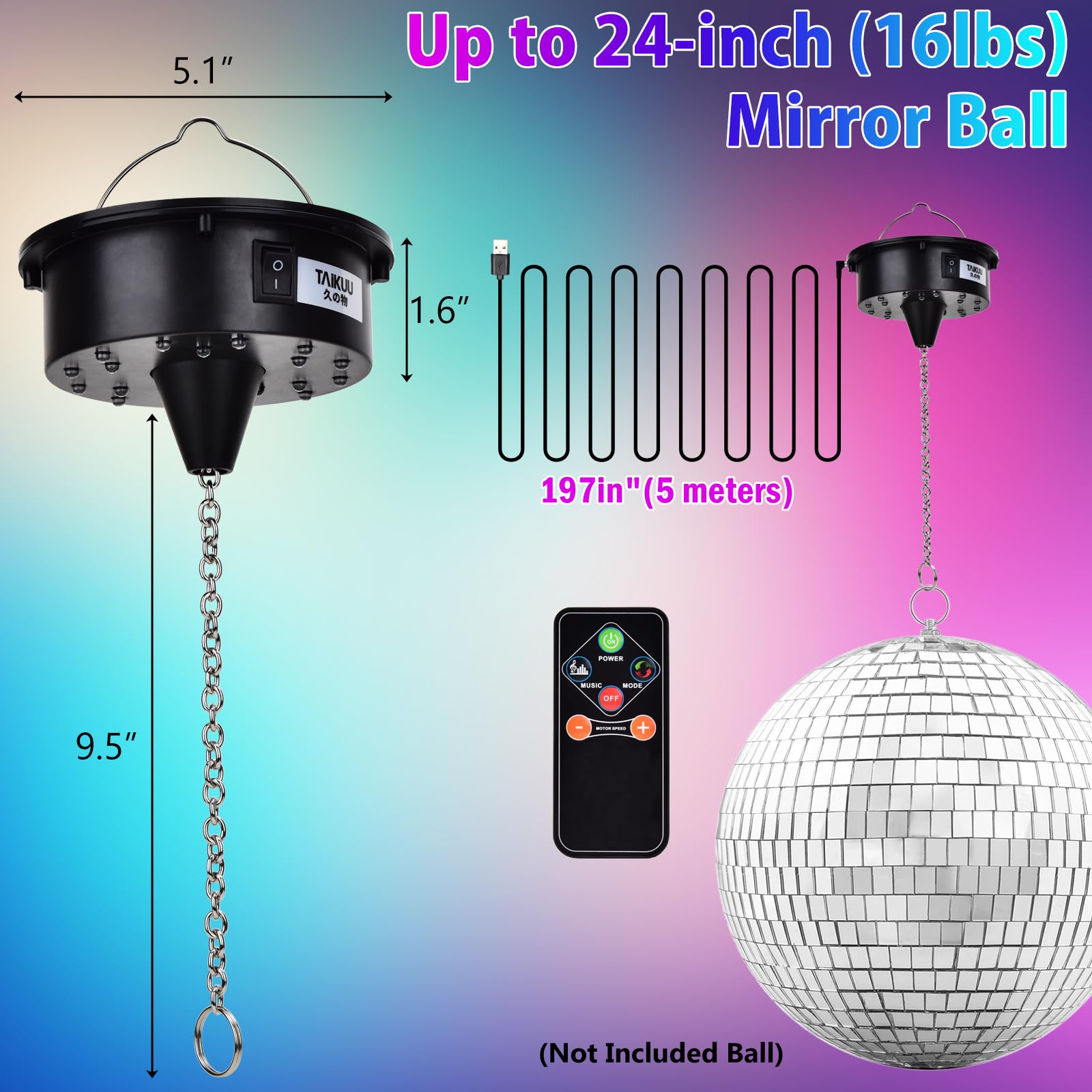 No Plug - 110V - Moteur De Boule Disco Réfléchissant, Miroir Rotatif En Verre, 2.5 Tr-min, Pour