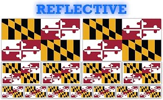 13 Pack Maryland Flags | (x2) 4x2 inch, (x4) 2x1 inch, (x7) 1x.5 inch Flag Stickers | Country State Flags Pack Stickers for Cars, Trucks, Laptops, Bikes, Toolboxes, Skateboards, Windows and More