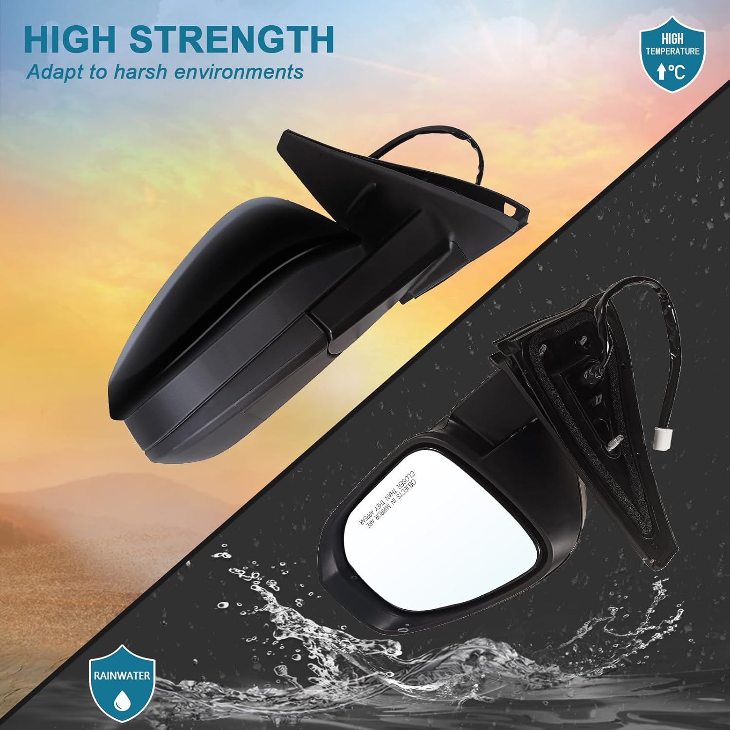 Right Passenger Side Mirror Assembly Fits 2014-2024 Toyota 4Runner With Power Glass Heated Manual Folding Match to Black Replace TO1321313 (5Pins)