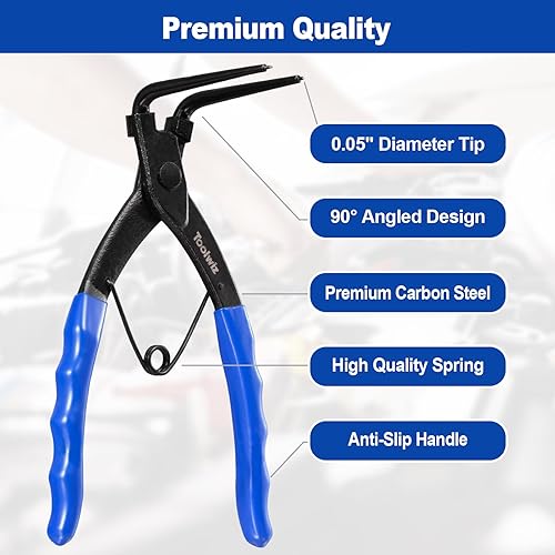 Miniatura 4 de Toolwiz Alicates de anillo a presión resistentes, anillo de retención interno C, alicates de clip de 90 grados para camiones, motocicletas, Azul