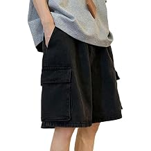 FCOOLYEET Mens Denim Cargo Shorts Y2k Cargo Jorts Jeans Elastic Waist Bermuda Jean Shorts for Women