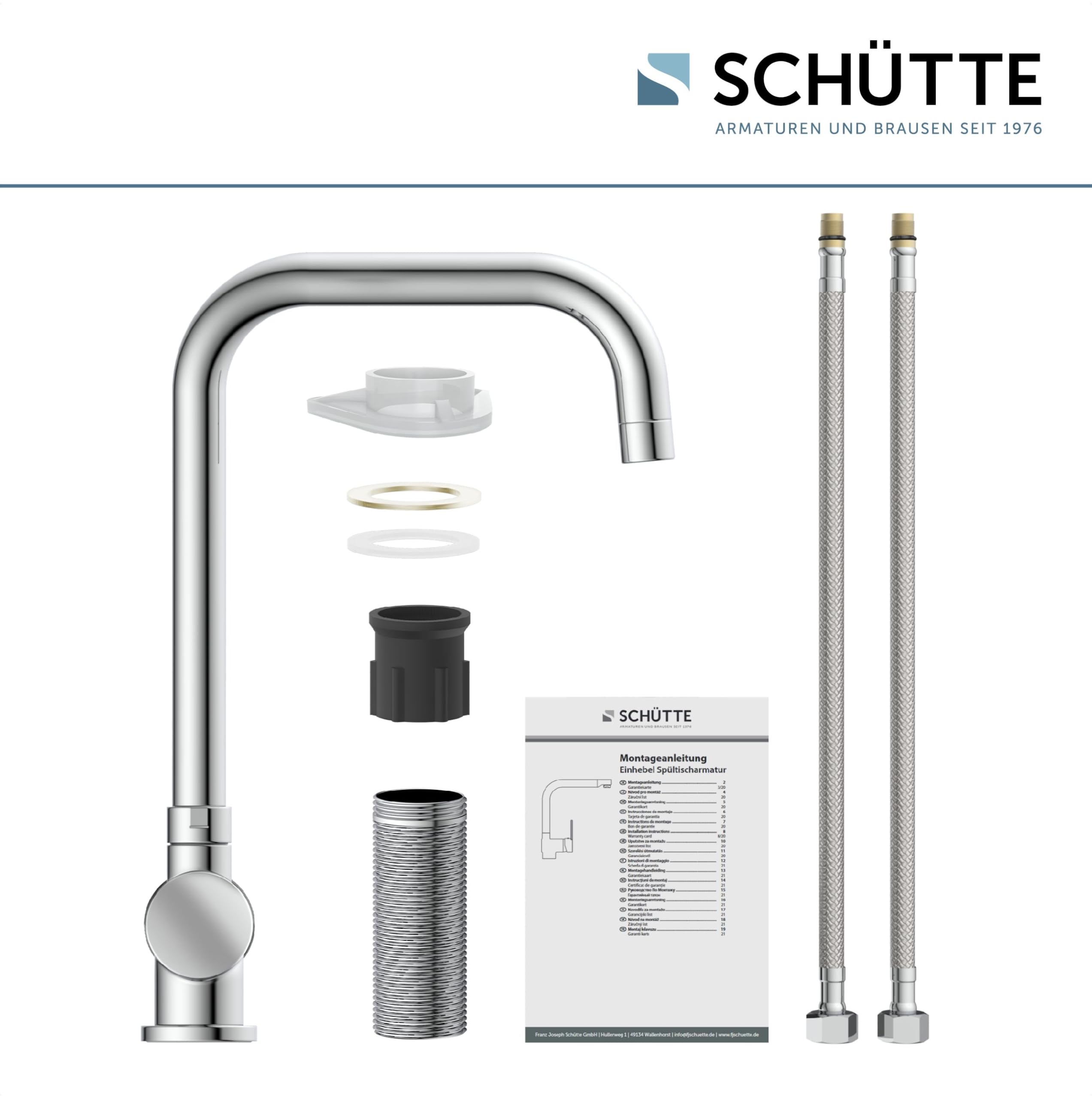 SCHÜTTE 24550 WINDOW Grifo Monomando de Cocina Bajo Ventana, Orientable 360°, Cromado