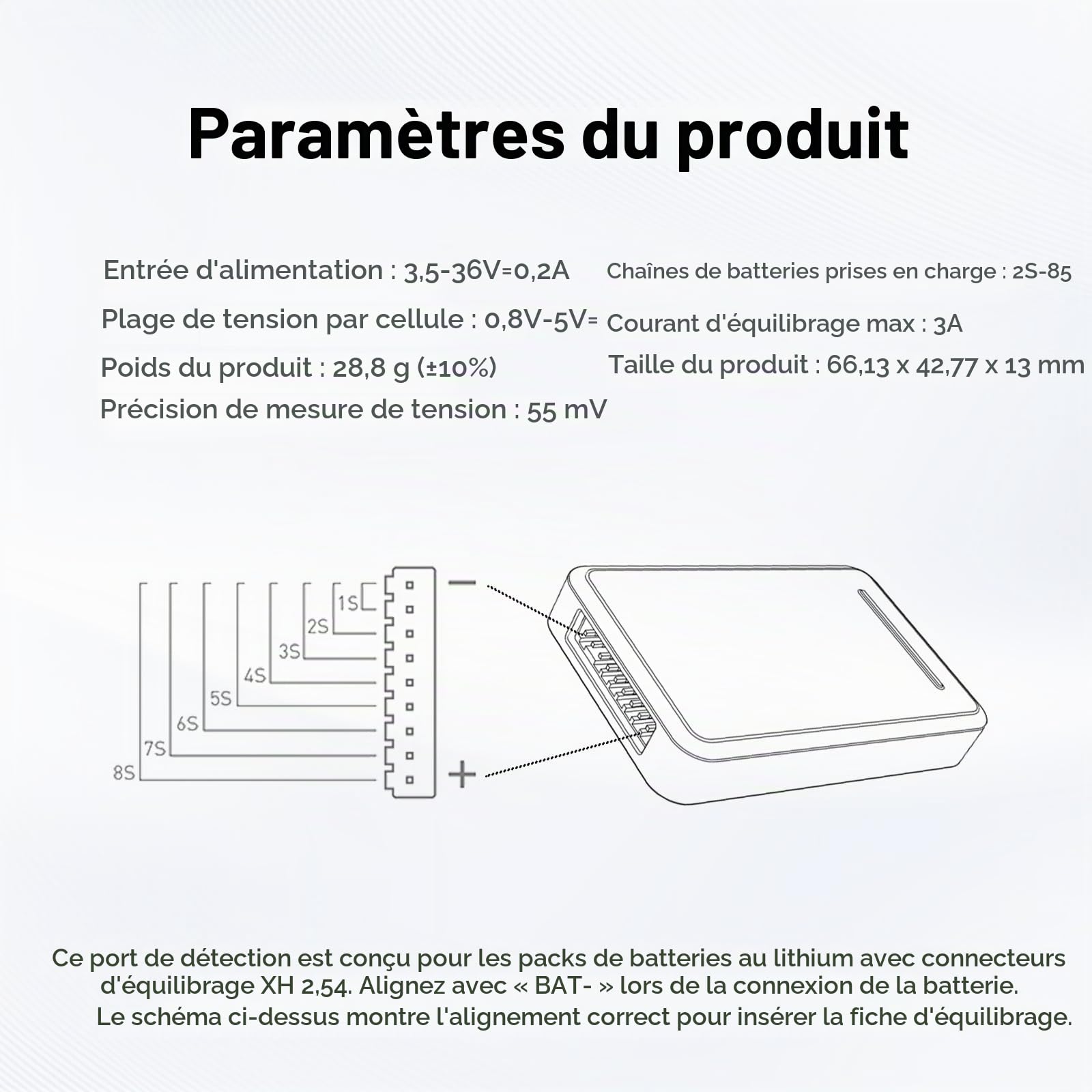 ISDT BL8 Testeur de batterie LiPo 2S-8S Smart Active Balancer XH2.54 Testeur de tension de cellules pour batteries RC avec application d'écran couleur de haute précision et télécommande